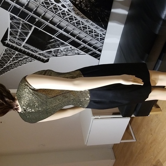 Ted Baker Gold-sequined Fitted Little Black Dress / Sz XS - Picture 8 of 17